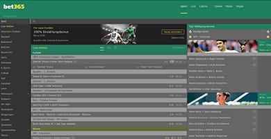 Homepage von Bet365