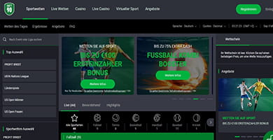 Homepage von Bet90
