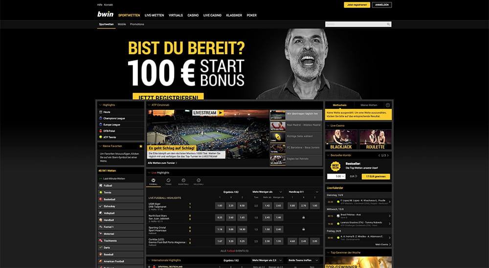 Wettangebot von Bwin