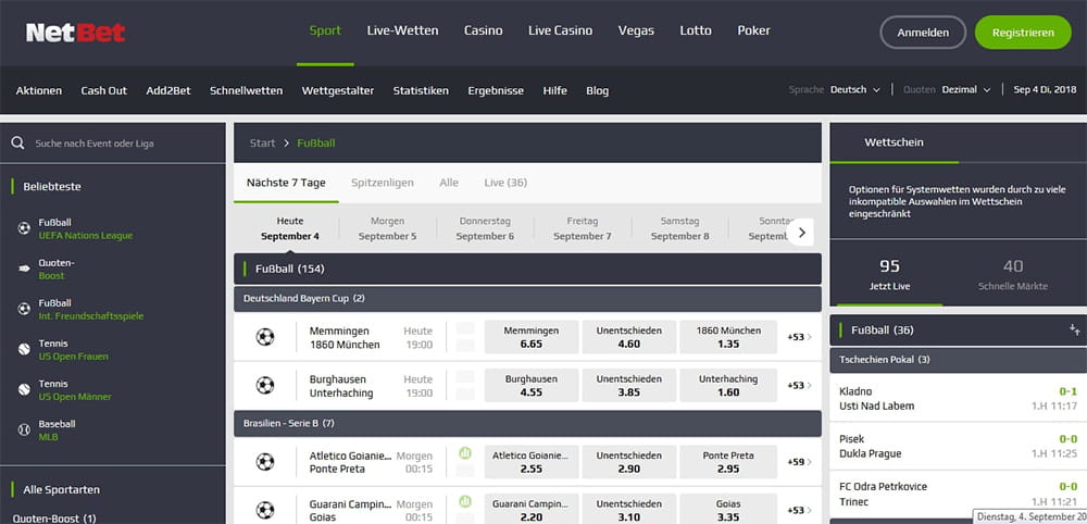 Wettangebot von NetBet