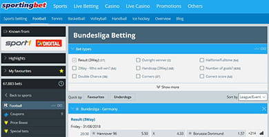 Wettangebot von Sportingbet