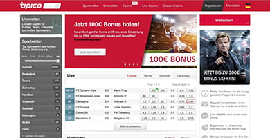 Preview: Homepage von Tipico