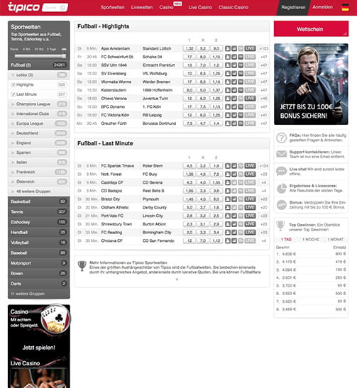 Wettangebot von Tipcio