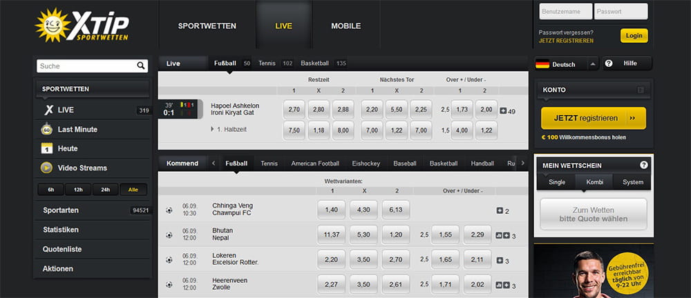 Überblick zum Wettangebot von XTiP